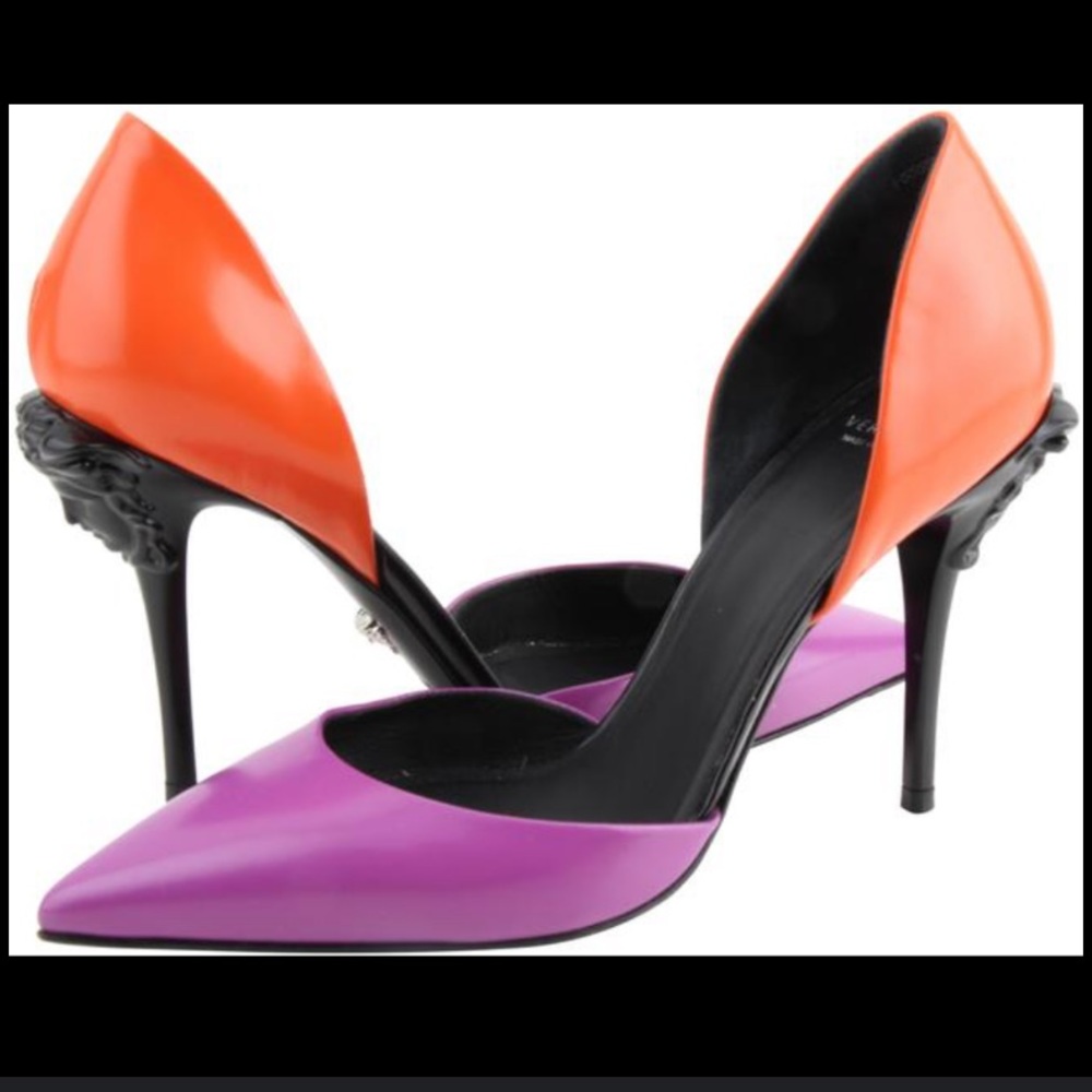 Versace Multicolor Color Block Leather Pumps